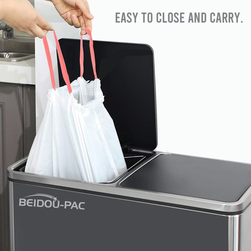 BEIDOU-PAC 8-10 Gallon Trash Bags Drawstring, 300 Count, White & Unscented Garbage Bags Multi-purpose for Business Home Bathroom Kitchen Commercial and Industrial - Image 3